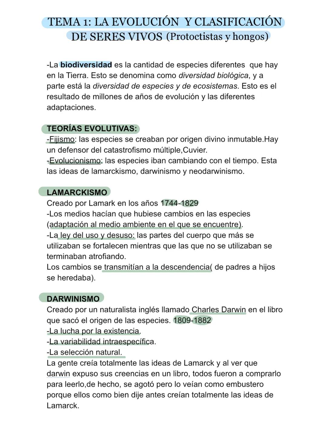 Evolución y clasificación de seres vivos