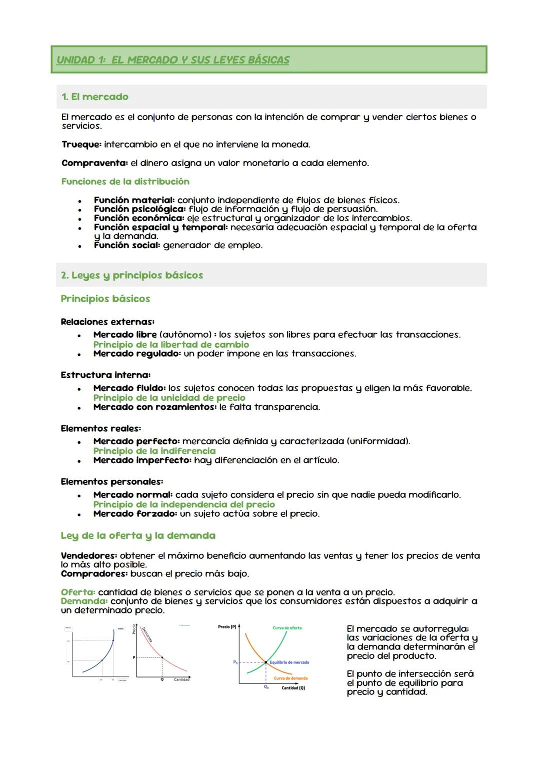 UNIDAD 1: EL MERCADO Y SUS LEYES BÁSICAS
1. El mercado
El mercado es el conjunto de personas con la intención de comprar y vender ciertos bi
