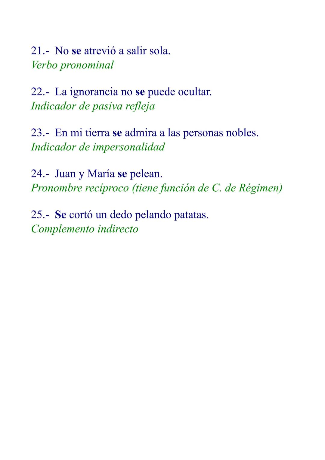 1.- "SE" con valor pronominal
1.1.- "SE" PRONOMBRE PERSONAL CI: Variante de
LE LES (C.I.) cuando hay otro pronombre personal C.D.:
Ej.: Juan