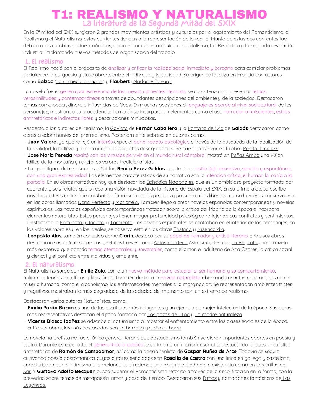 Tema el Realismo y Naturalismo