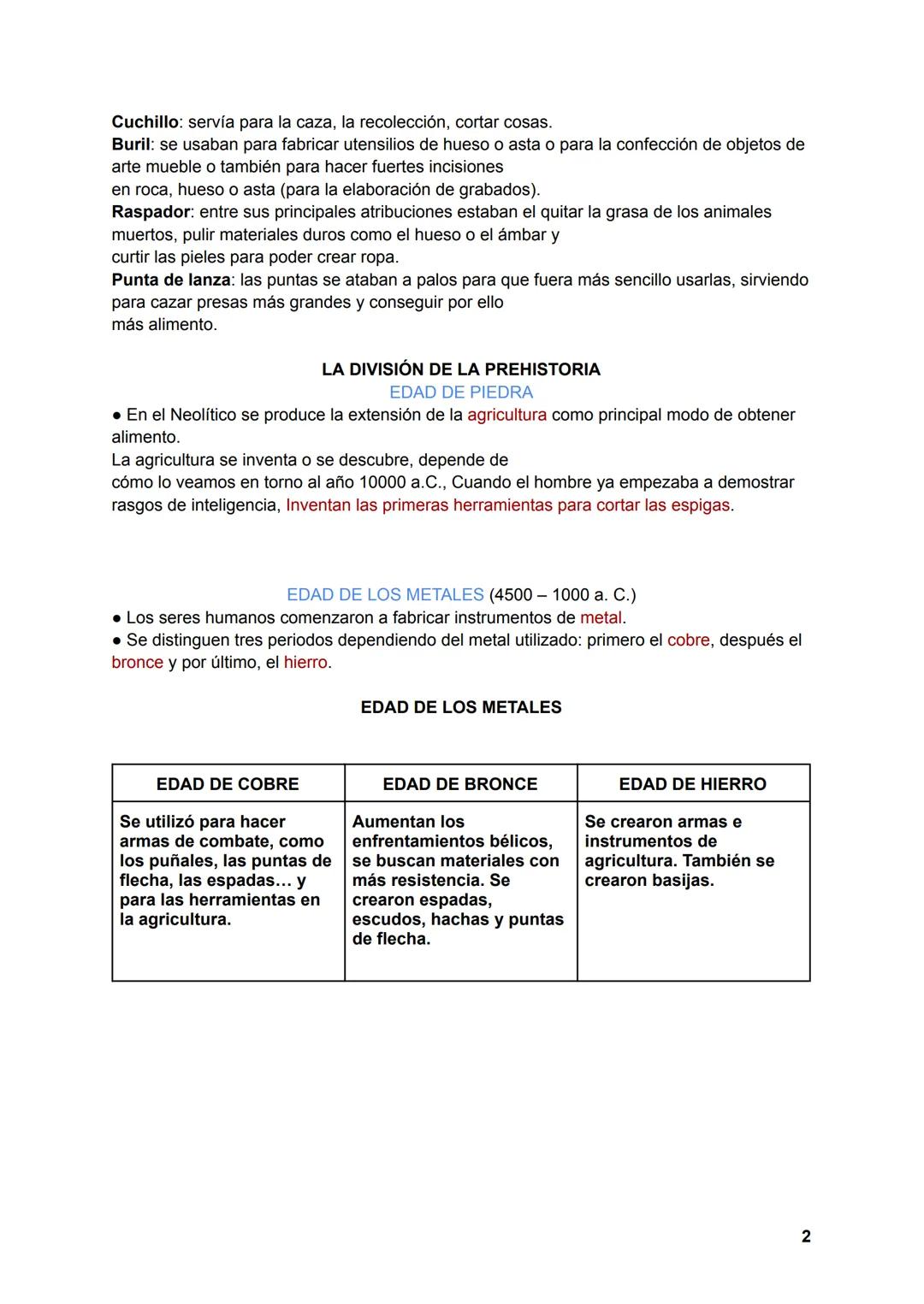 # PREHISTORIA
LA DIVISIÓN DE LA PREHISTORIA
EDAD DE PIEDRA
1.PALEOLÍTICO (4,4 millones de años- 10000 a.C.). Se caracteriza por:
Comienza