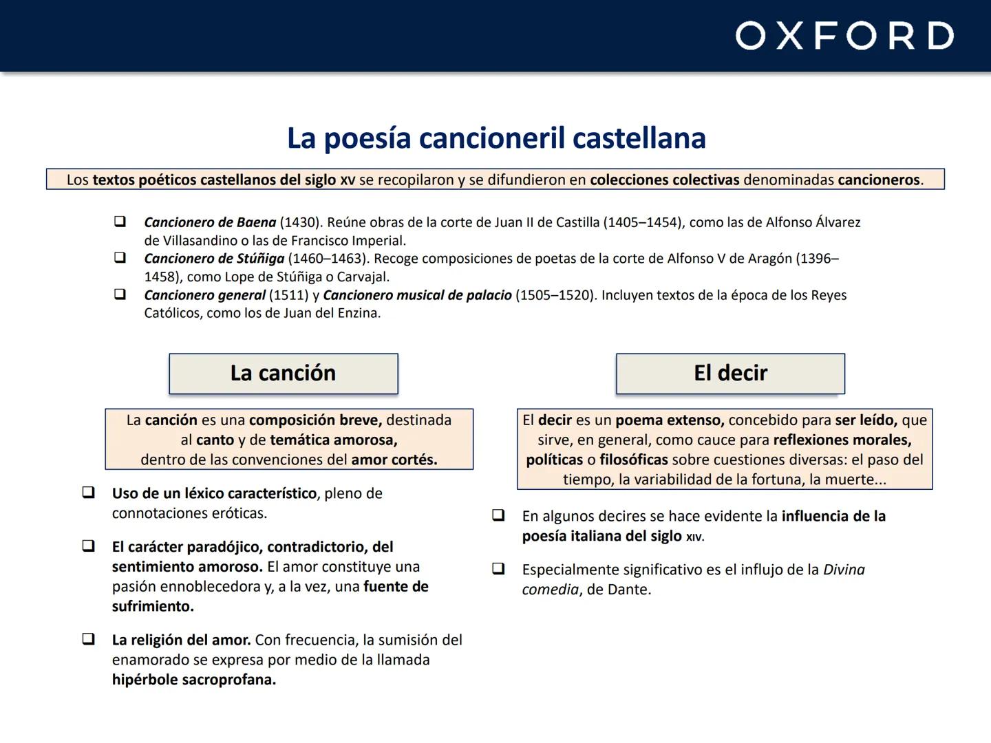OXFORD
UNIDAD 12. La lírica y la poesía
narrativa en la Edad Media
Lengua castellana y Literatura
1º Bachillerato OXFORD
La Edad Media y su