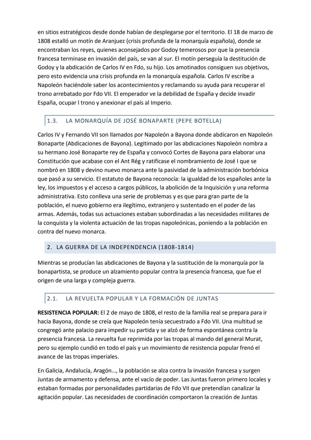 # TEMA 3: LA GUERRA DE LA INDEPENDENCIA Y LOS COMIENZOS DE LA
REVOLUCIÓN LIBERAL. LA CONSTITUCIÓN DE 1812.
1. LA CRISIS DEL REINADO DE CAR