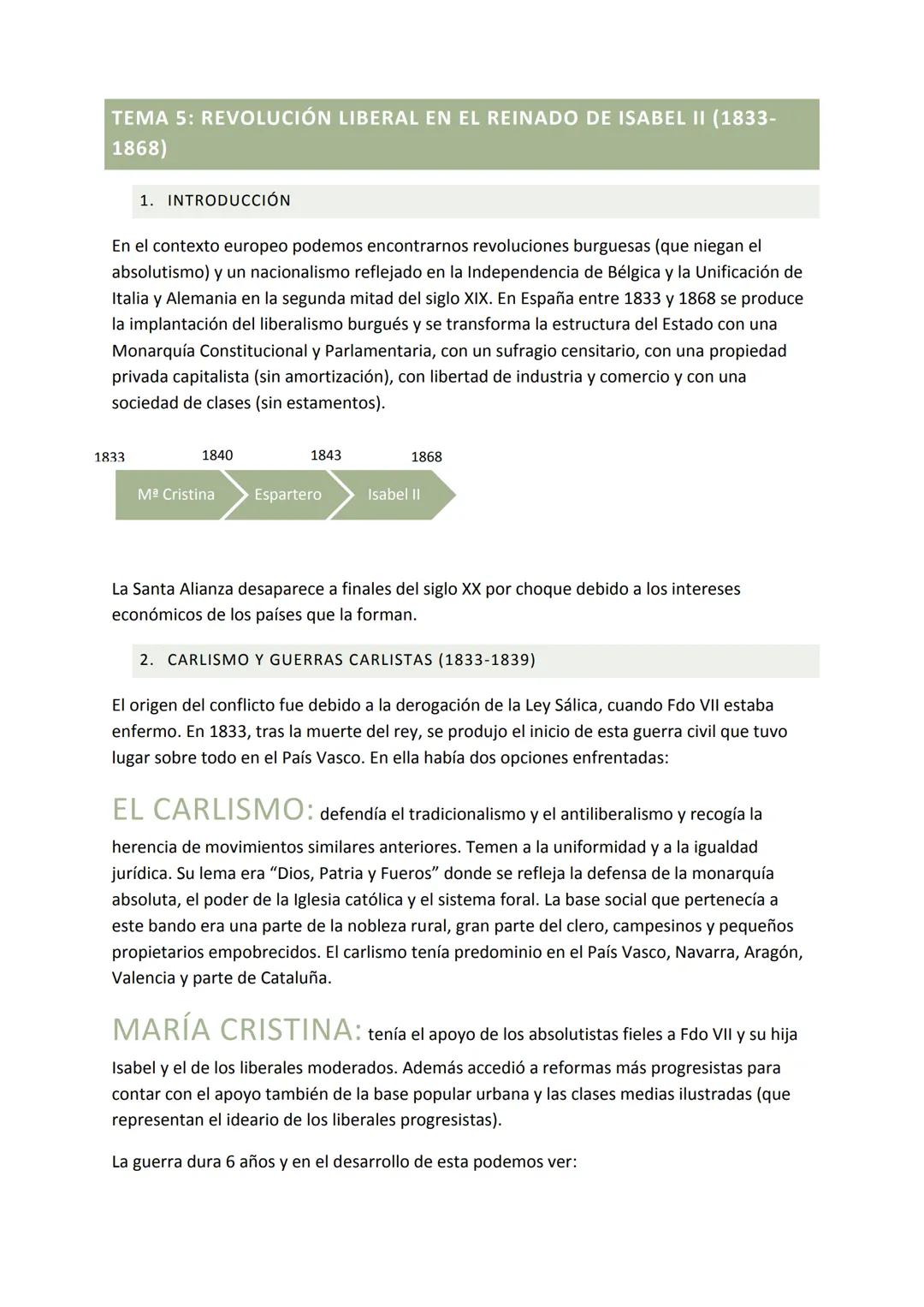 # TEMA 5: REVOLUCIÓN LIBERAL EN EL REINADO DE ISABEL II (1833-
1868)
1. INTRODUCCIÓN
En el contexto europeo podemos encontrarnos revolucio