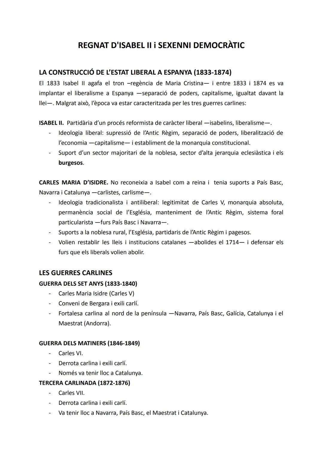 # REGNAT D'ISABEL II I SEXENNI DEMOCRÀTIC
LA CONSTRUCCIÓ DE L'ESTAT LIBERAL A ESPANYA (1833-1874)
El 1833 Isabel II agafa el tron -regènci