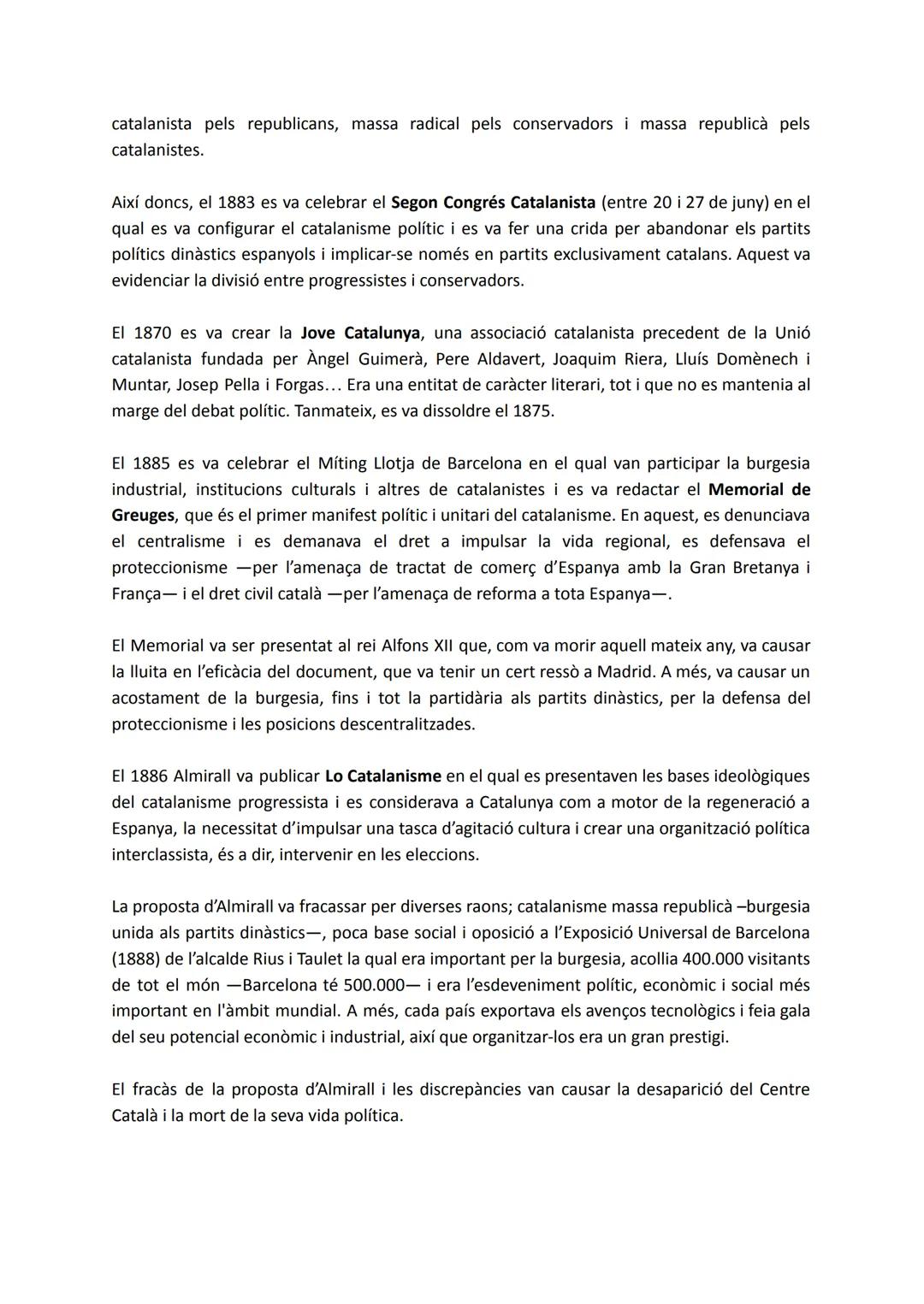 # LA RENAIXENÇA I EL CATALANISME POLÍTIC
El segle XIX inicia el catalanisme que es defineix com el moviment cultural de recuperació de
la l