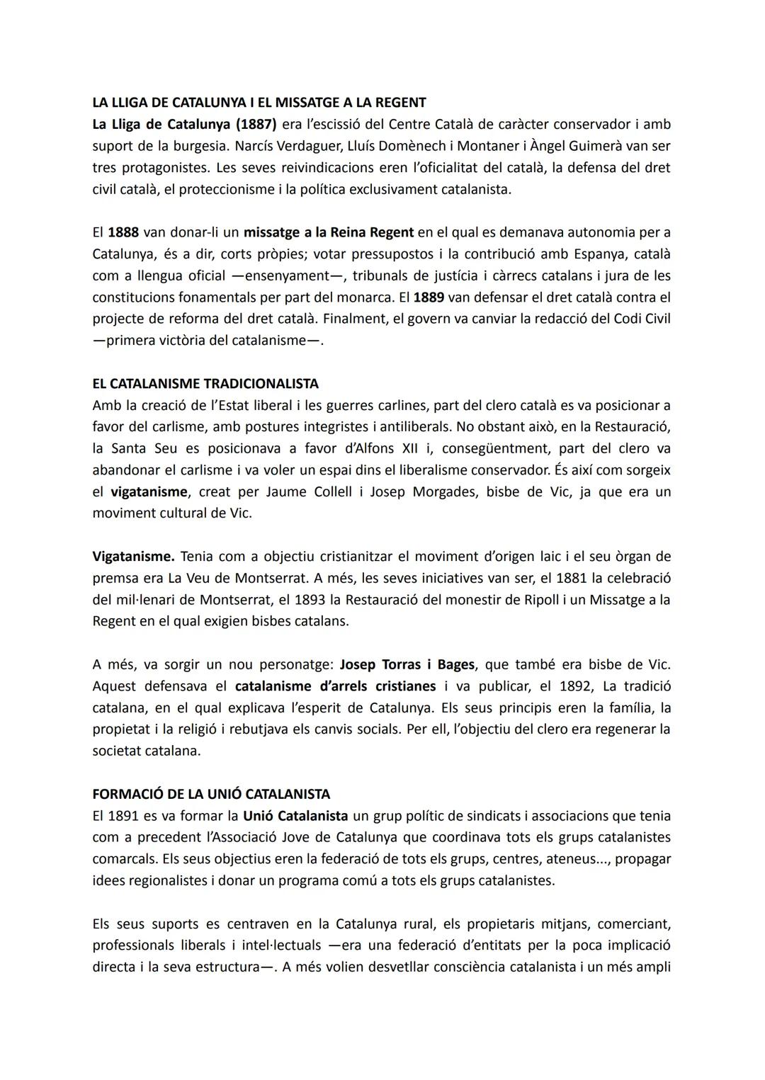 # LA RENAIXENÇA I EL CATALANISME POLÍTIC
El segle XIX inicia el catalanisme que es defineix com el moviment cultural de recuperació de
la l