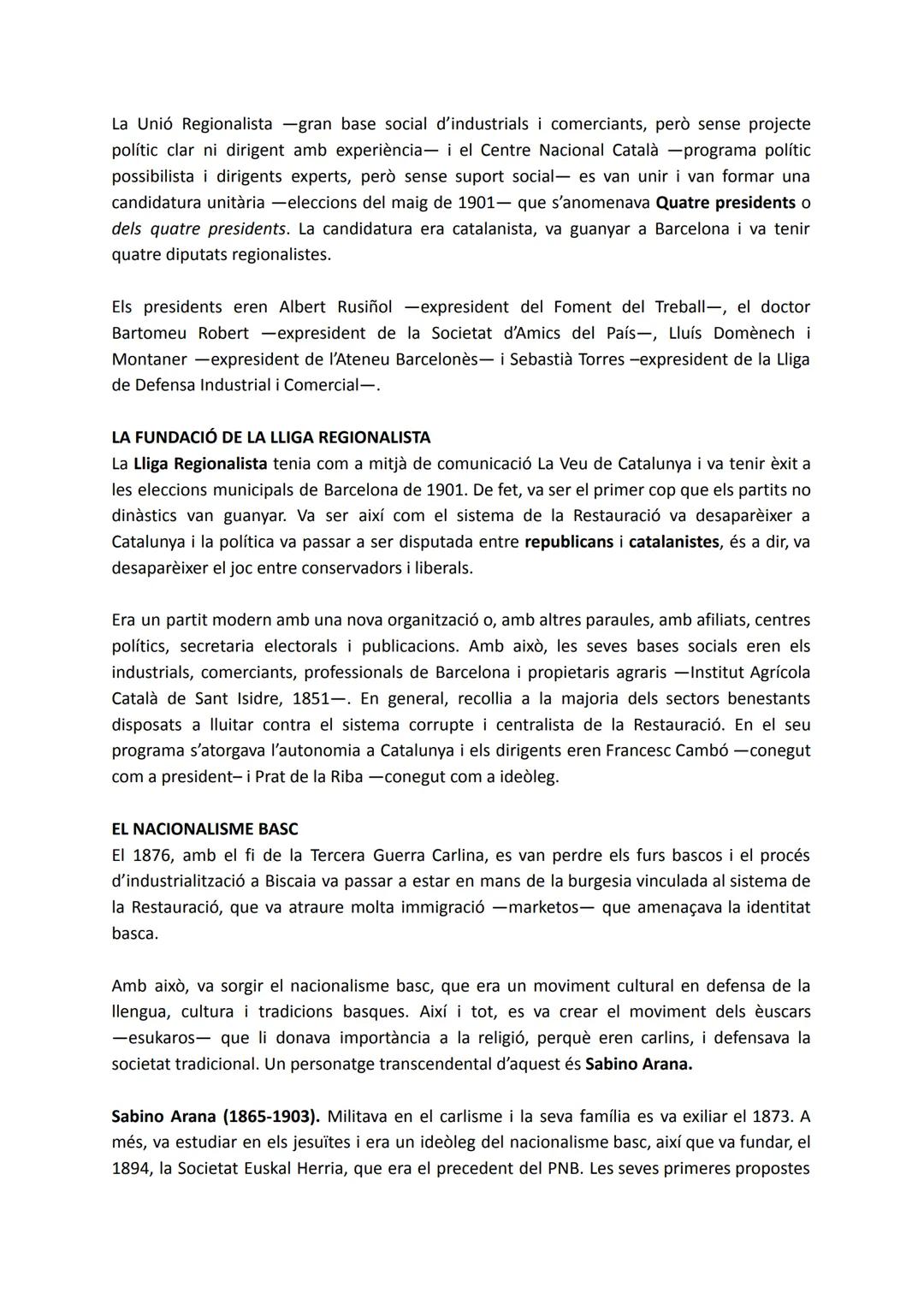 # LA RENAIXENÇA I EL CATALANISME POLÍTIC
El segle XIX inicia el catalanisme que es defineix com el moviment cultural de recuperació de
la l