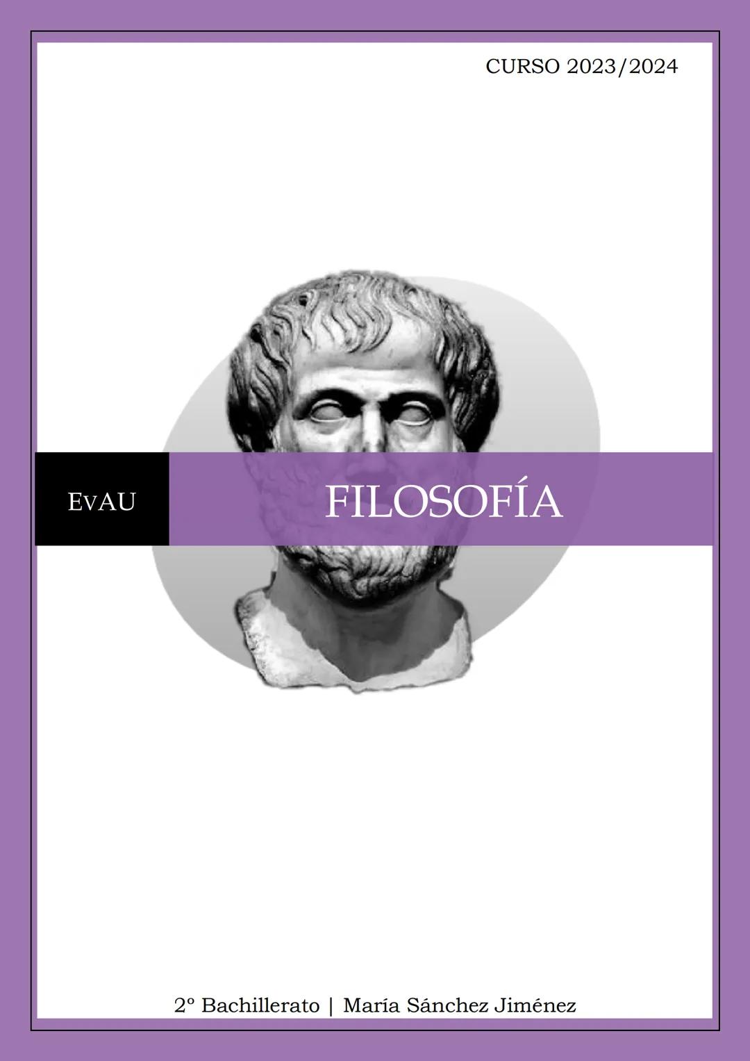 EVAU
CURSO 2023/2024
FILOSOFÍA
2º Bachillerato | María Sánchez Jiménez 1 ÍNDICE:
TEMAS LARGOS DE DESARROLLO
PLATÓN: Dos tipos de conocimient