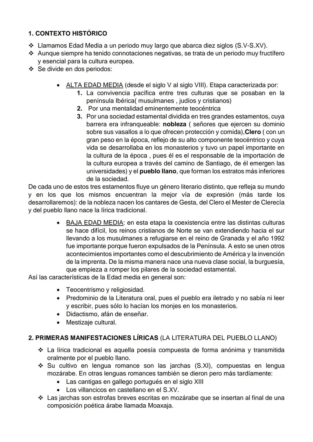 Torre Torre de de los
APUNTES DE
LITERATURA
ESPAÑOLA.
LITERATURA
MEDIEVAL
1º DE BACHILLERATO X,Y,Z # 1. CONTEXTO HISTÓRICO
❖ Llamamos Edad