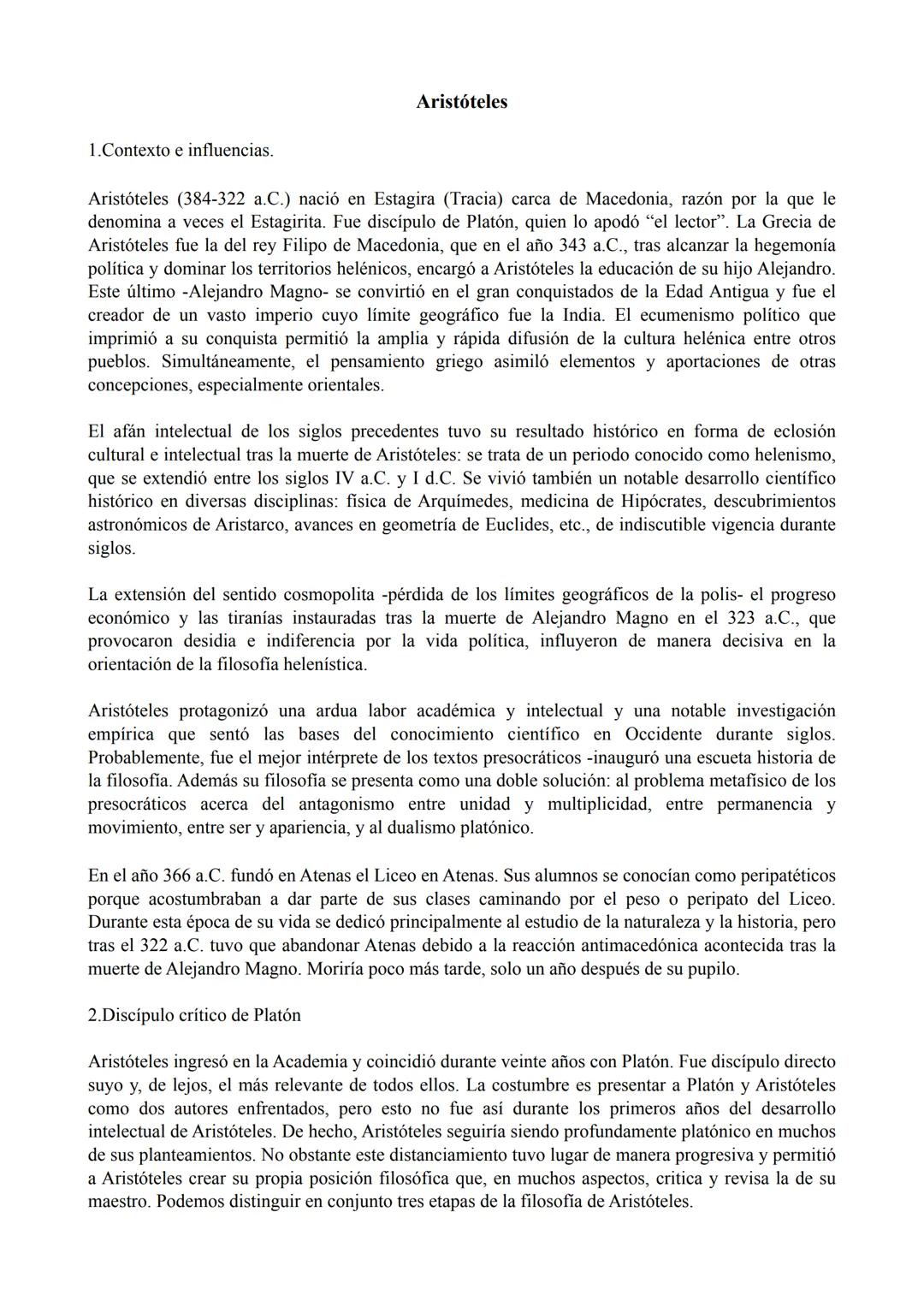 Aristóteles 2° Bachillerato