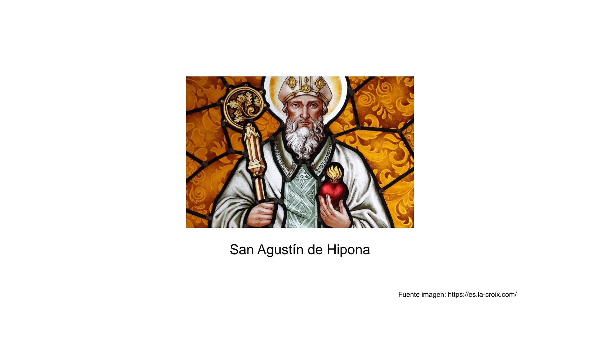 San Agustín de Hipona
Fuente imagen: https://es.la-croix.com/ Vida (354-430)
•
•
Agustín de Hipona fue el pensador fundamental de la Patríst