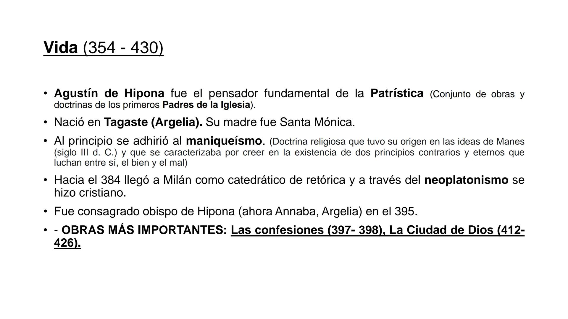 San Agustín de Hipona
Fuente imagen: https://es.la-croix.com/ Vida (354-430)
•
•
Agustín de Hipona fue el pensador fundamental de la Patríst