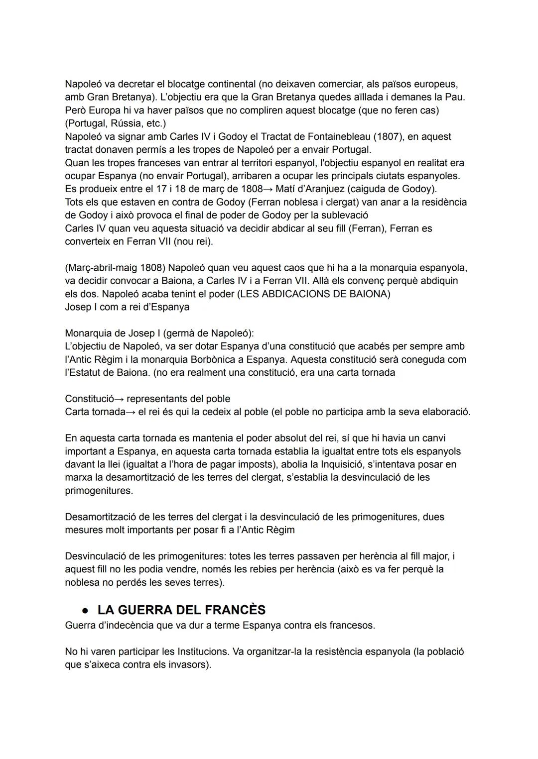 # T1. LA FI DE L'ANTIC RÈGIM
LA GUERRA DEL FRANCÈS (1808-1814)
Carles III va morir el 1788 i el succeeix Carles IV
El 1789 esclata la Revo