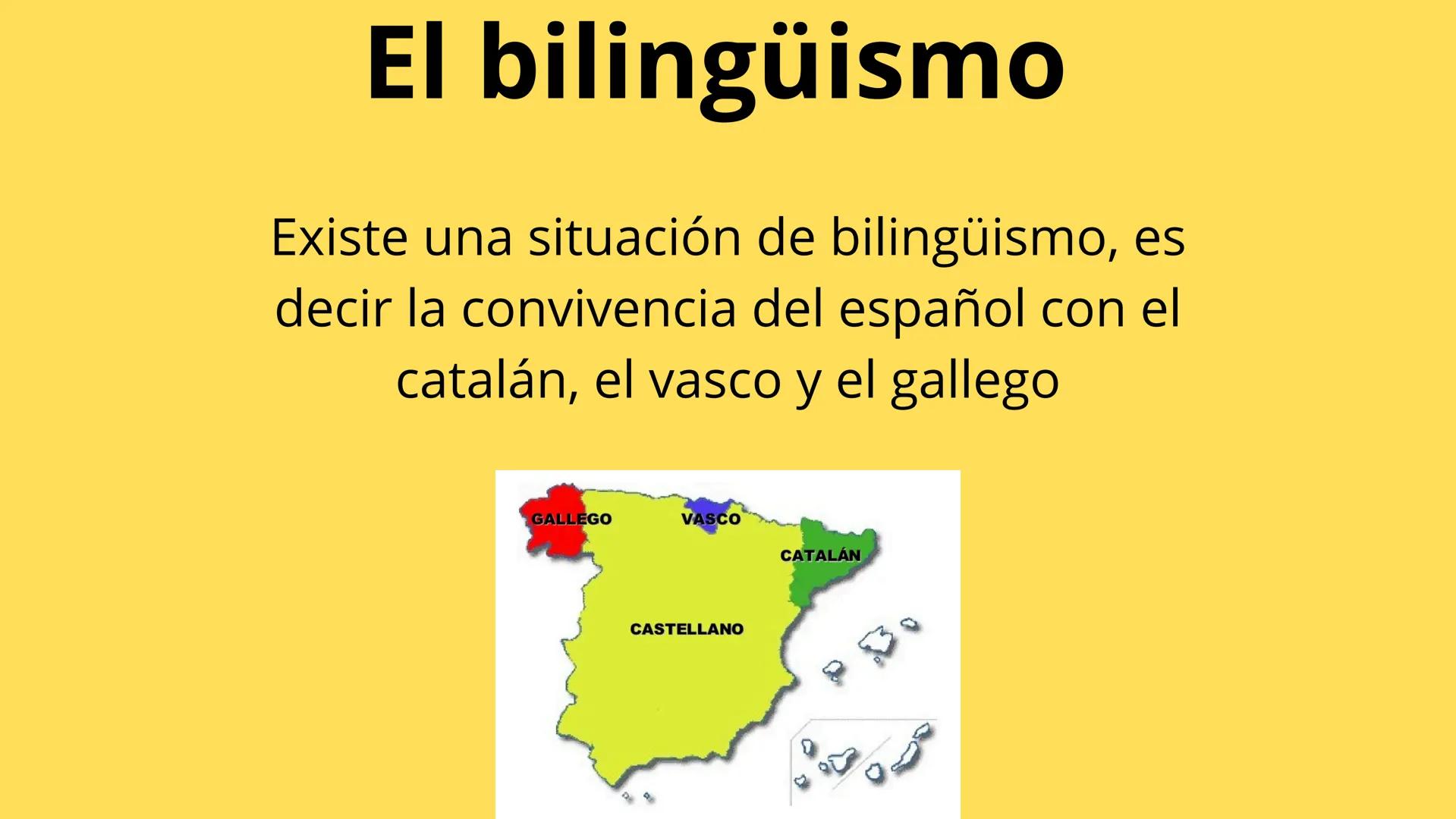 DIALECTOS DE
ESPAÑA
MARI VARDANASHVILI 1–º B
- CONTENIDO
Las lenguas de España
Mapa de las lenguas de España
El bilingüismo
Los dialectos de
