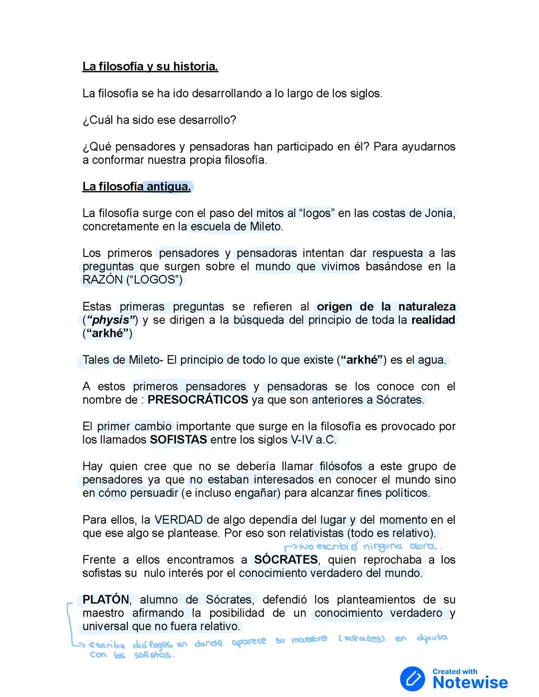 Filosofía y su historia