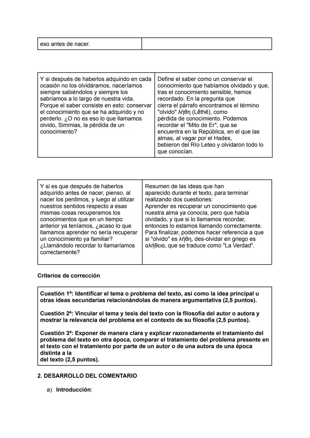 Fedón. 74 a - 75 e (trad. de Carlos García Gual), en Platón, Diálogos. III, ed. Gredos,
Madrid, 1988, pp. 59-63.
1. FASE PREVIA
c) Término