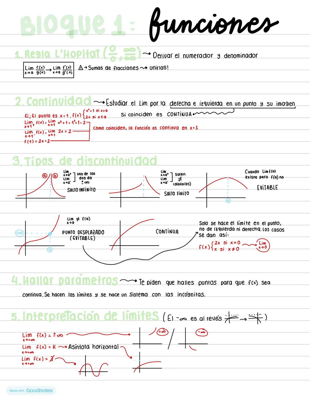 # Bloque 1: funciones
1. Regia L'Hopitat L'Hopital ($\frac{0}{0}$,$\frac{\infty}{\infty}$)
Derivar el numerador y denominador
Lim $\frac{