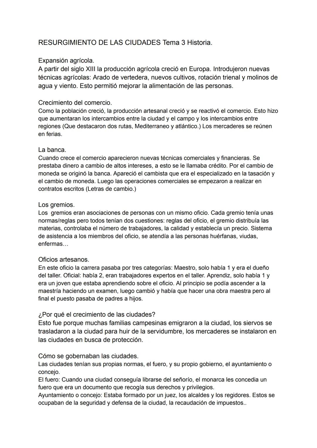 RESURGIMIENTO DE LAS CIUDADES Tema 3 Historia.
Expansión agrícola.
A partir del siglo XIII la producción agrícola creció en Europa. Introduj