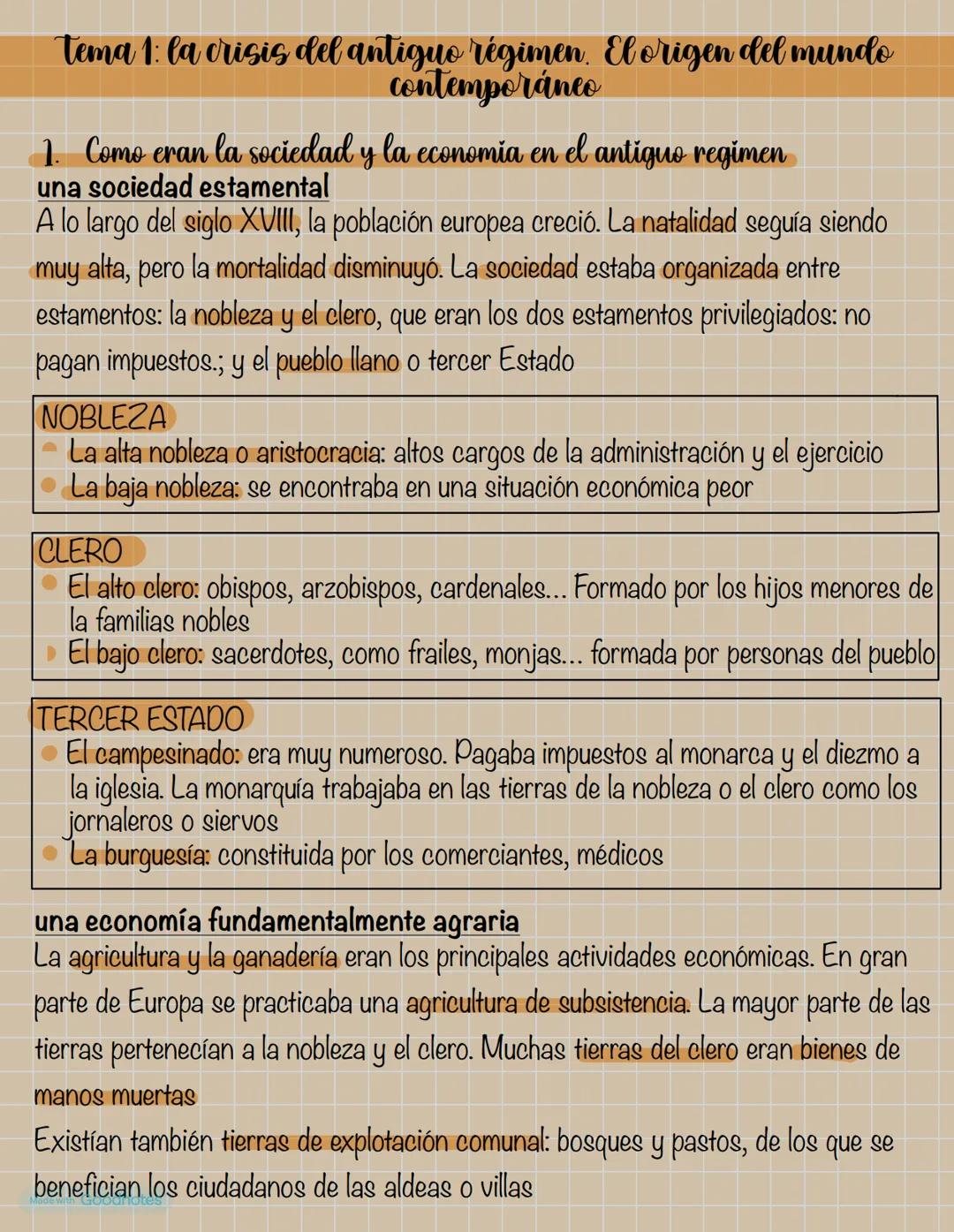 tema 1: la crisis del antiguo régimen. El origen del mundo
contemporáneo
1. Como eran la sociedad y la economia en el antiguo regimen
una so