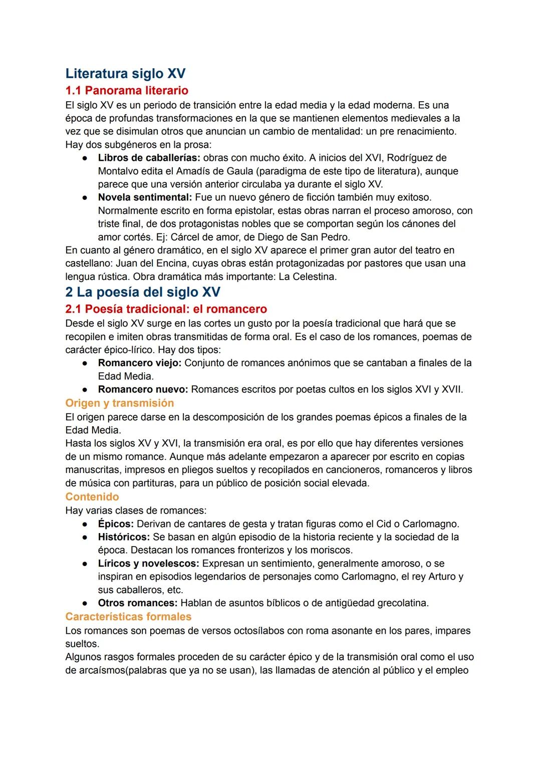 # Literatura siglo XV
## 1.1 Panorama literario
El siglo XV es un periodo de transición entre la edad media y la edad moderna. Es una
époc