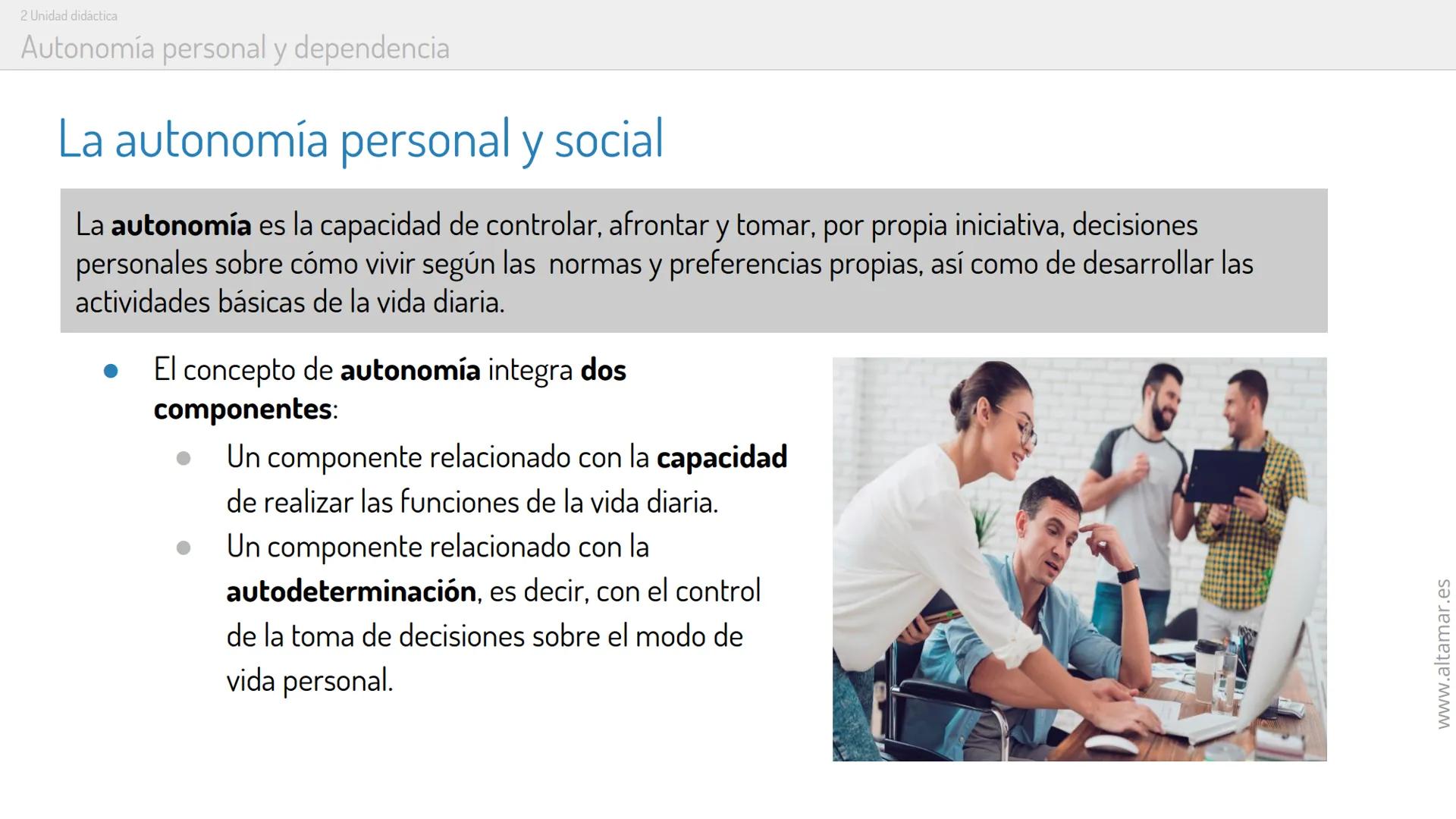 PRESENTACIÓN
CFGM Atención a las personas en situación de dependencia
Características y necesidades de las personas en
situación de dependen