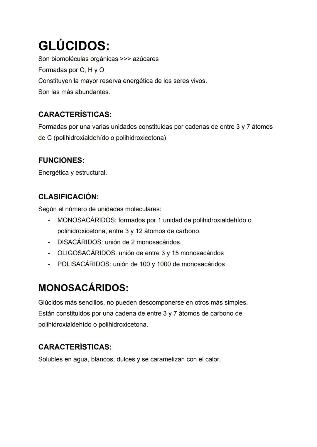 # GLÚCIDOS:
Son biomoléculas orgánicas >>> azúcares
Formadas por C, Hy O
Constituyen la mayor reserva energética de los seres vivos.
Son las