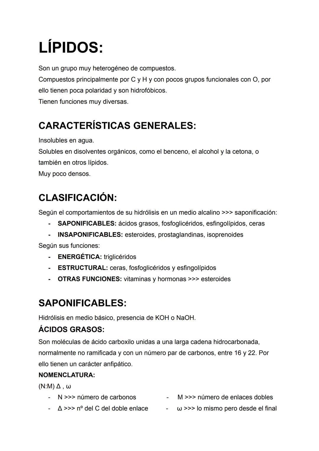 # LÍPIDOS:
Son un grupo muy heterogéneo de compuestos.
Compuestos principalmente por C y H y con pocos grupos funcionales con O, por
ello