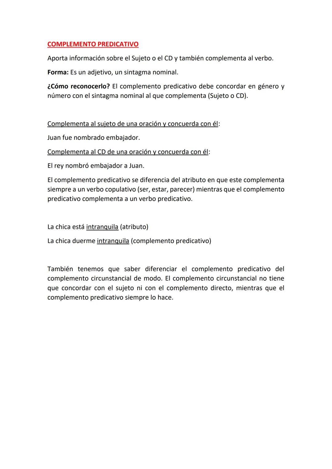 LA ORACIÓN SIMPLE
EL SUJETO
Forma: No lleva preposición. Por ello, siempre es un sintagma nominal, un
pronombre o una expresión sustantivada