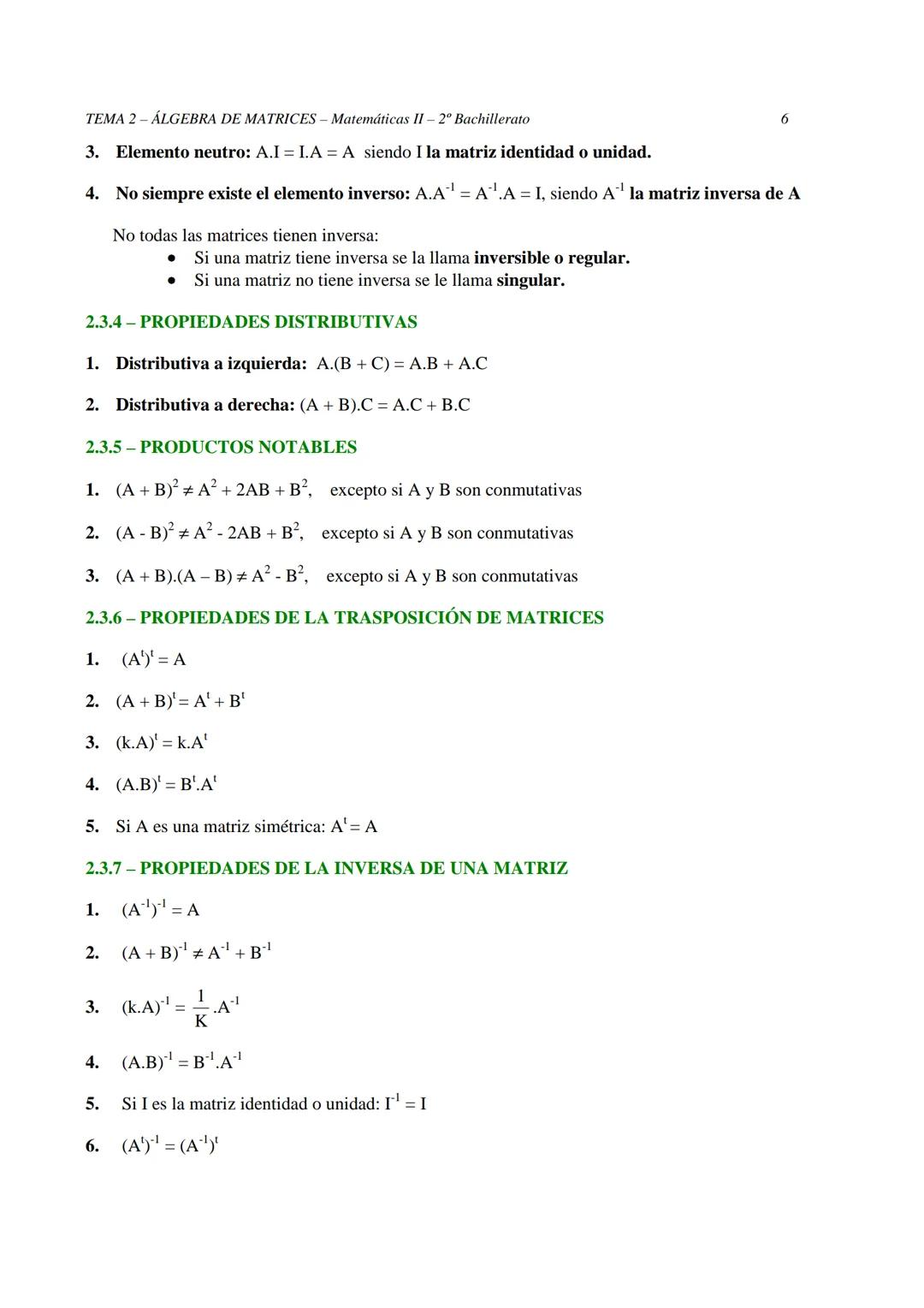 TEMA 2 - ÁLGEBRA DE MATRICES - Matemáticas II - 2º Bachillerato
TEMA 2 - ÁLGEBRA DE MATRICES
2.1 NOMENCLATURA Y DEFINICIONES
-
2.1.1 DEFINIC