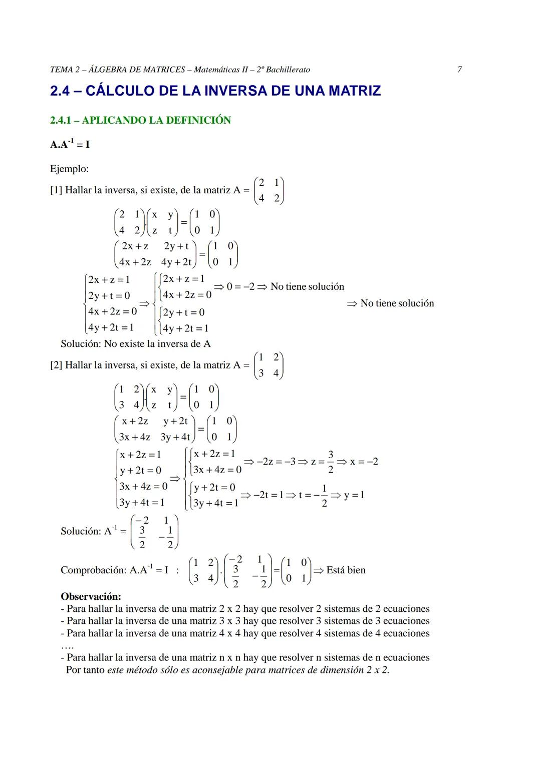 TEMA 2 - ÁLGEBRA DE MATRICES - Matemáticas II - 2º Bachillerato
TEMA 2 - ÁLGEBRA DE MATRICES
2.1 NOMENCLATURA Y DEFINICIONES
-
2.1.1 DEFINIC