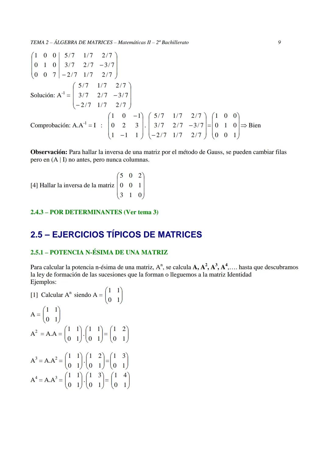 TEMA 2 - ÁLGEBRA DE MATRICES - Matemáticas II - 2º Bachillerato
TEMA 2 - ÁLGEBRA DE MATRICES
2.1 NOMENCLATURA Y DEFINICIONES
-
2.1.1 DEFINIC