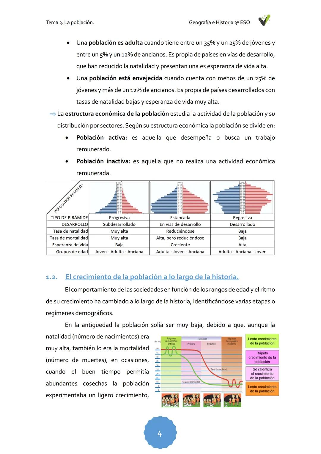 Tema 3. La población.
Geografía e Historia 3º ESO
TEMA 3.
LA POBLACIÓN
1. LA POBLACIÓN
1.1. Estructura de la población
1.2. El crecimie