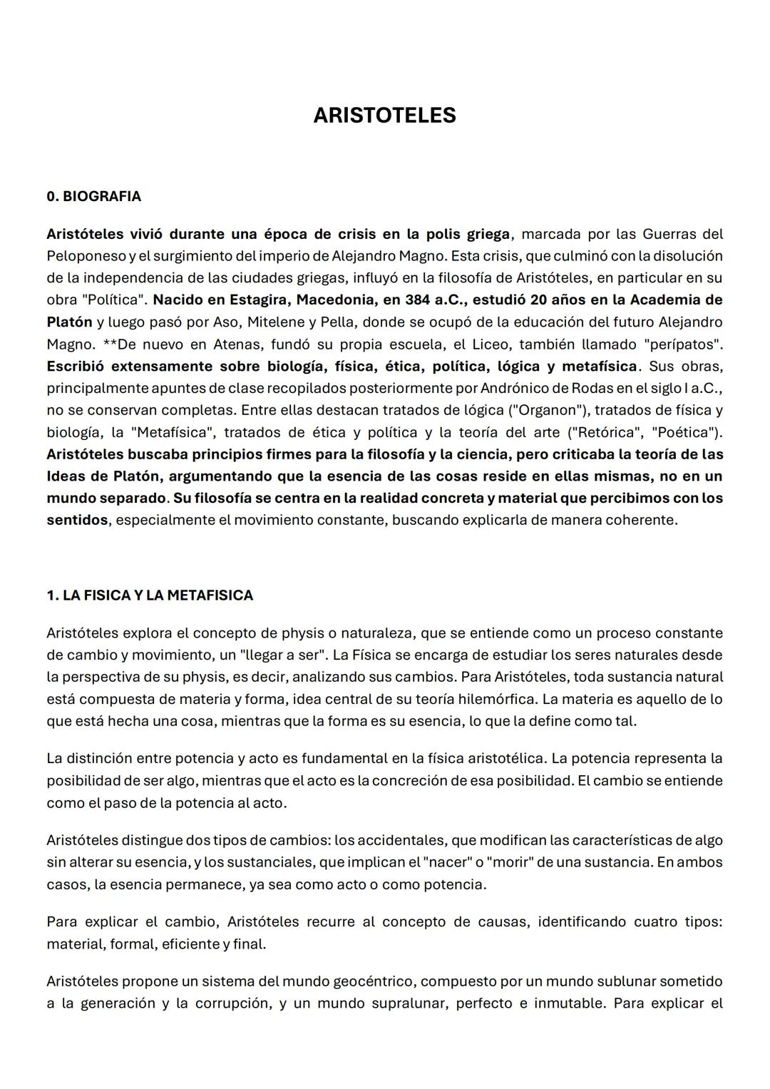 # ARISTOTELES
0. BIOGRAFIA
Aristóteles vivió durante una época de crisis en la polis griega, marcada por las Guerras del
Peloponeso y el s