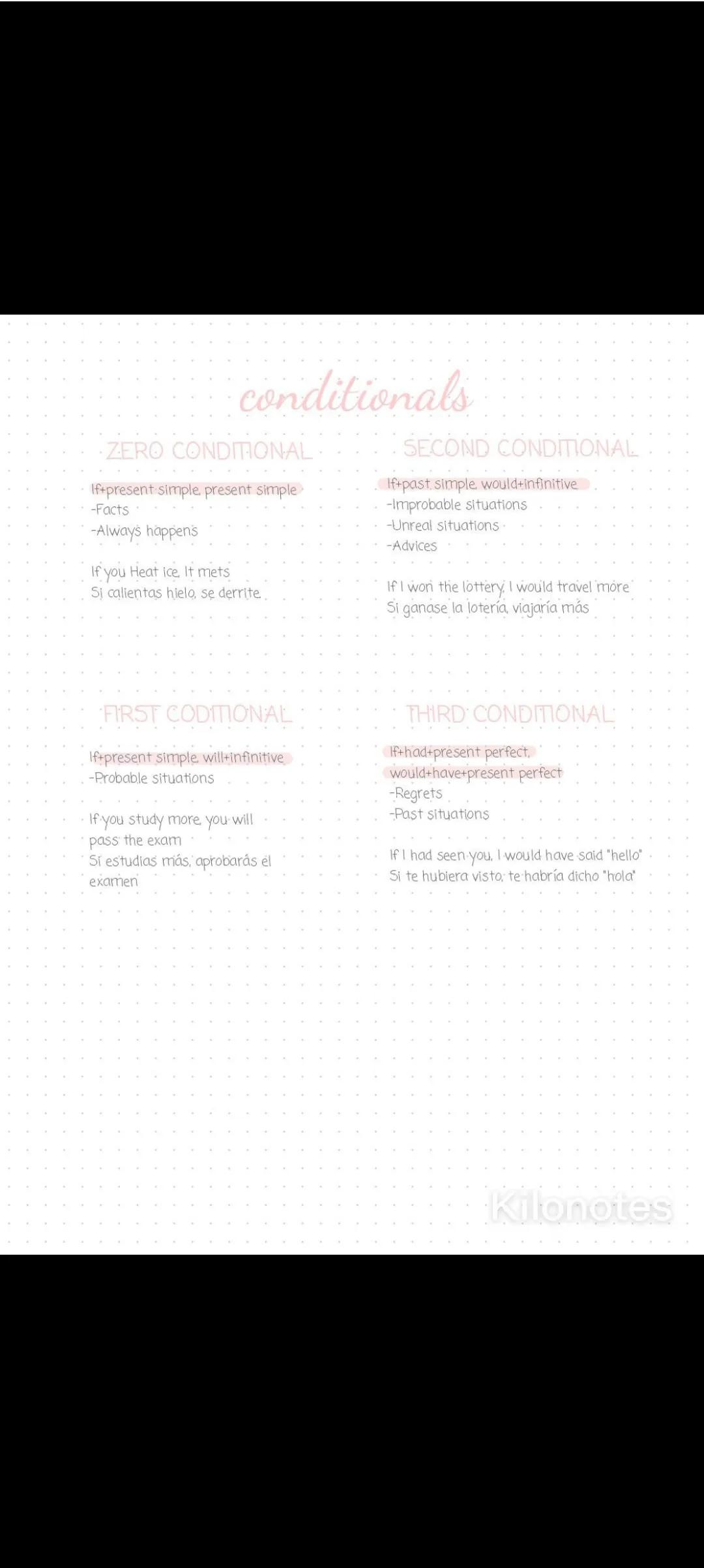 # conditionals
ZERO CONDITIONAL
If present simple present simple
-Facts
-Always happens
If you Heat ice. It mets
Si calientas hielo se de