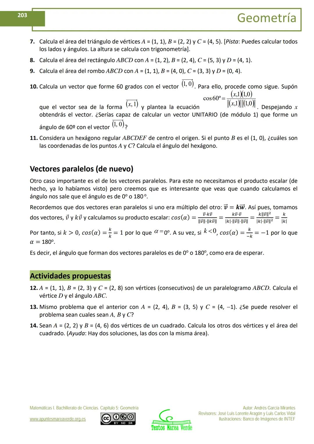 # MATEMÁTICAS I:
# 1º de Bachillerato
# Capítulo 5: Geometría
**Propiedad Intelectual**
El presente documento se encuentra depositado en el