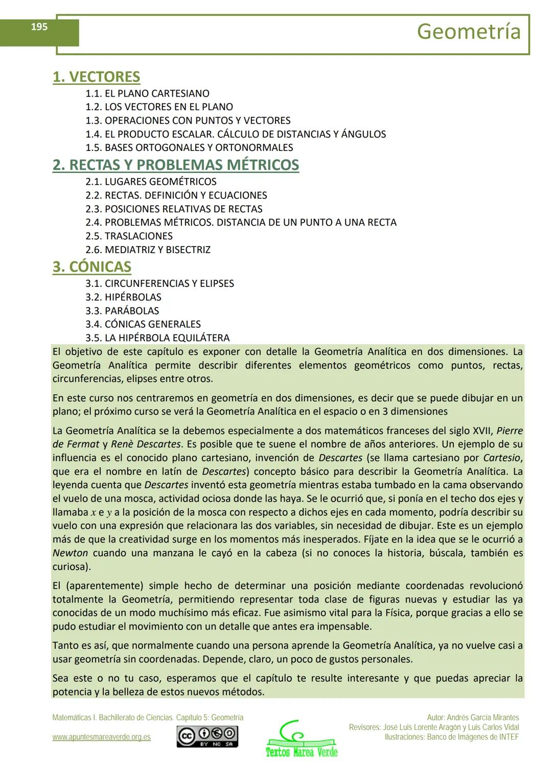 # MATEMÁTICAS I:
# 1º de Bachillerato
# Capítulo 5: Geometría
**Propiedad Intelectual**
El presente documento se encuentra depositado en el