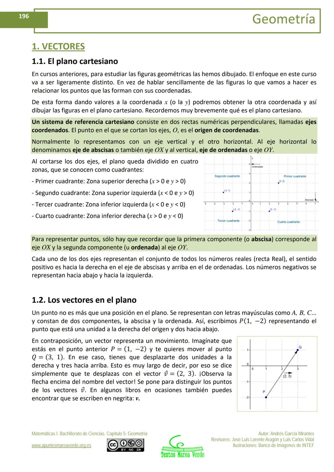 # MATEMÁTICAS I:
# 1º de Bachillerato
# Capítulo 5: Geometría
**Propiedad Intelectual**
El presente documento se encuentra depositado en el