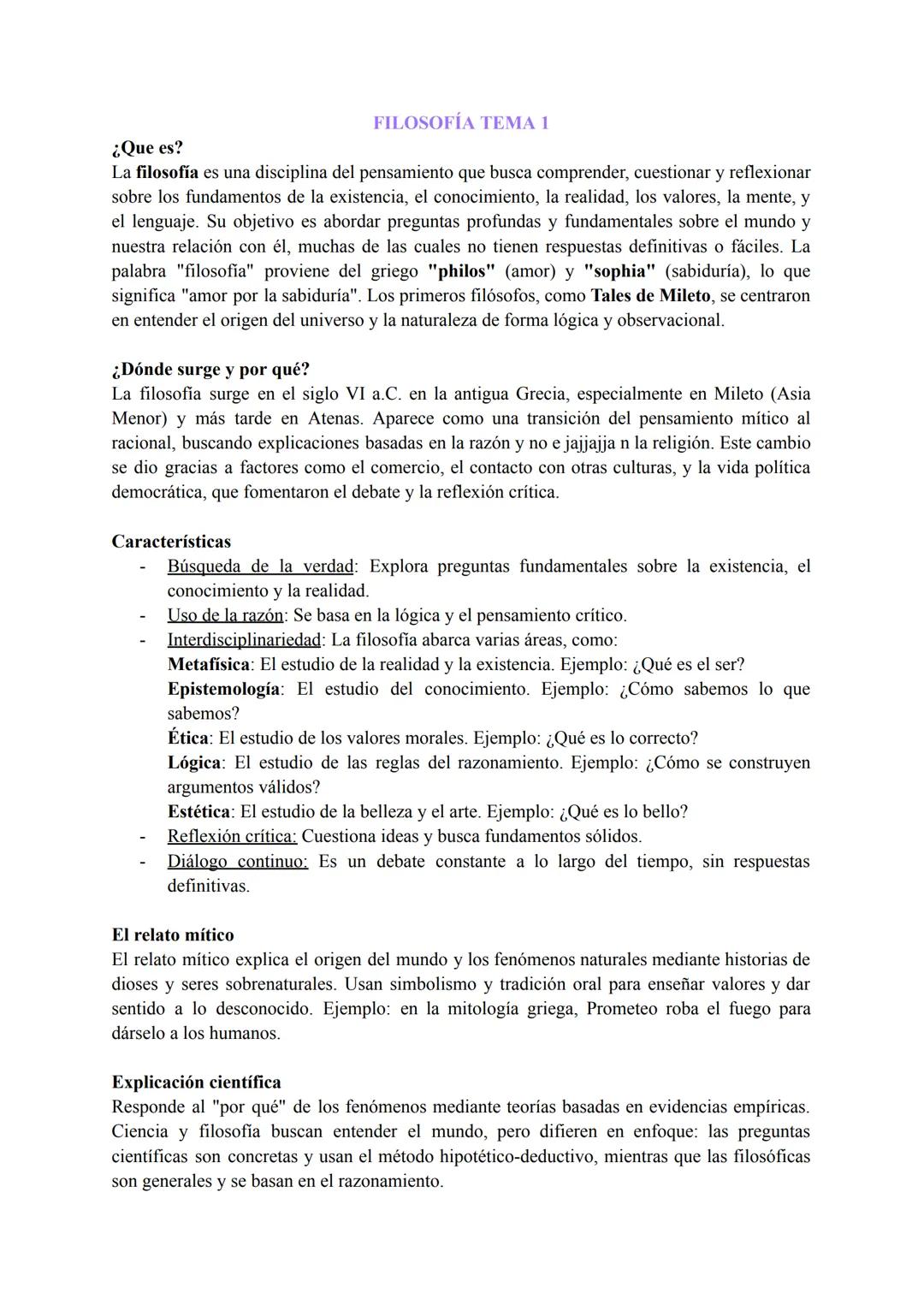 # ¿Que es?
FILOSOFÍA TEMA 1
La filosofía es una disciplina del pensamiento que busca comprender, cuestionar y reflexionar
sobre los fundamen
