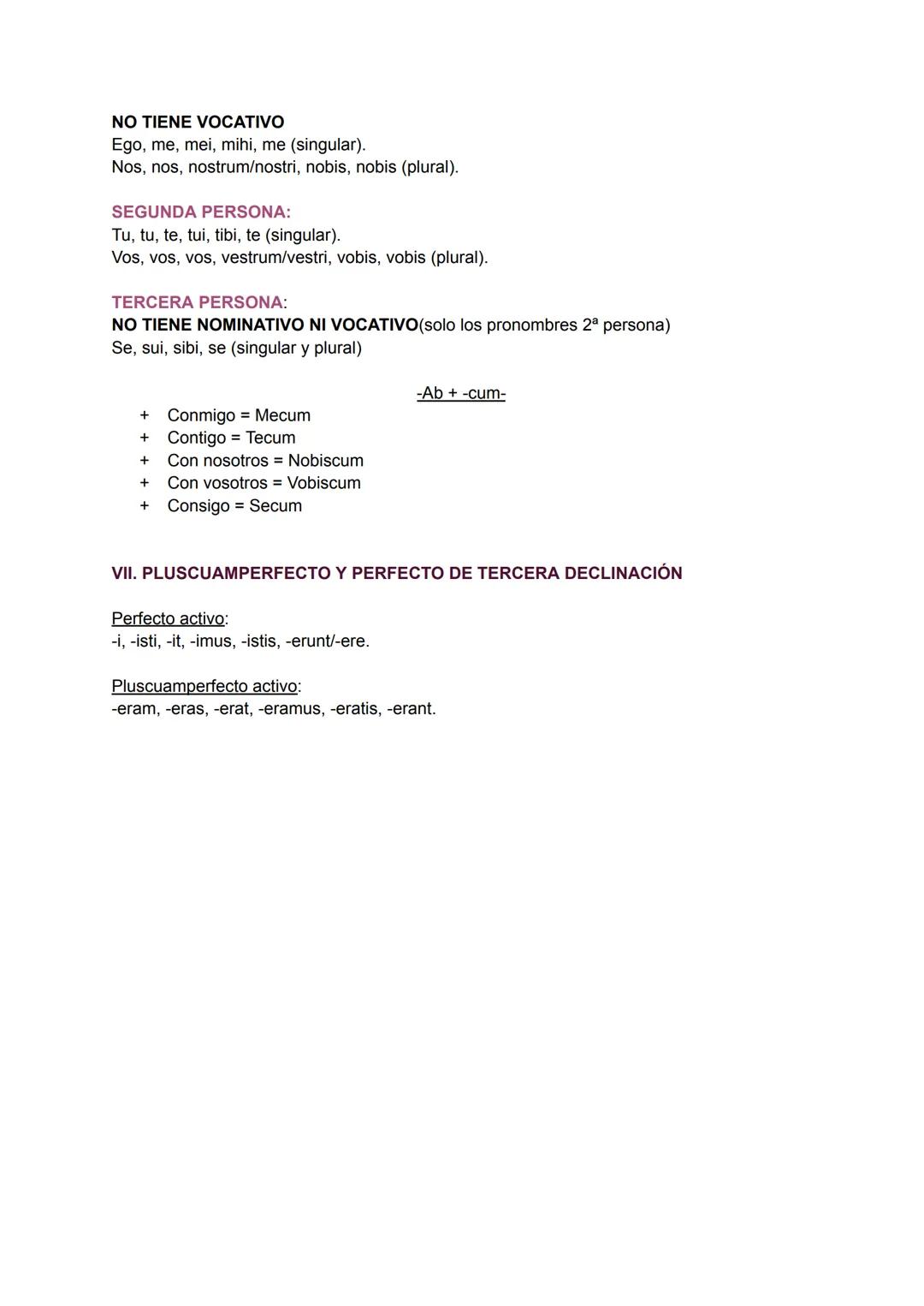# LATIN 4 ESO
I. DECLINACIONES: PRIMERA, SEGUNDA Y TERCERA
1. Primera declinación (femeninos, algunos masculinos)
Singular:
Nominativo: -