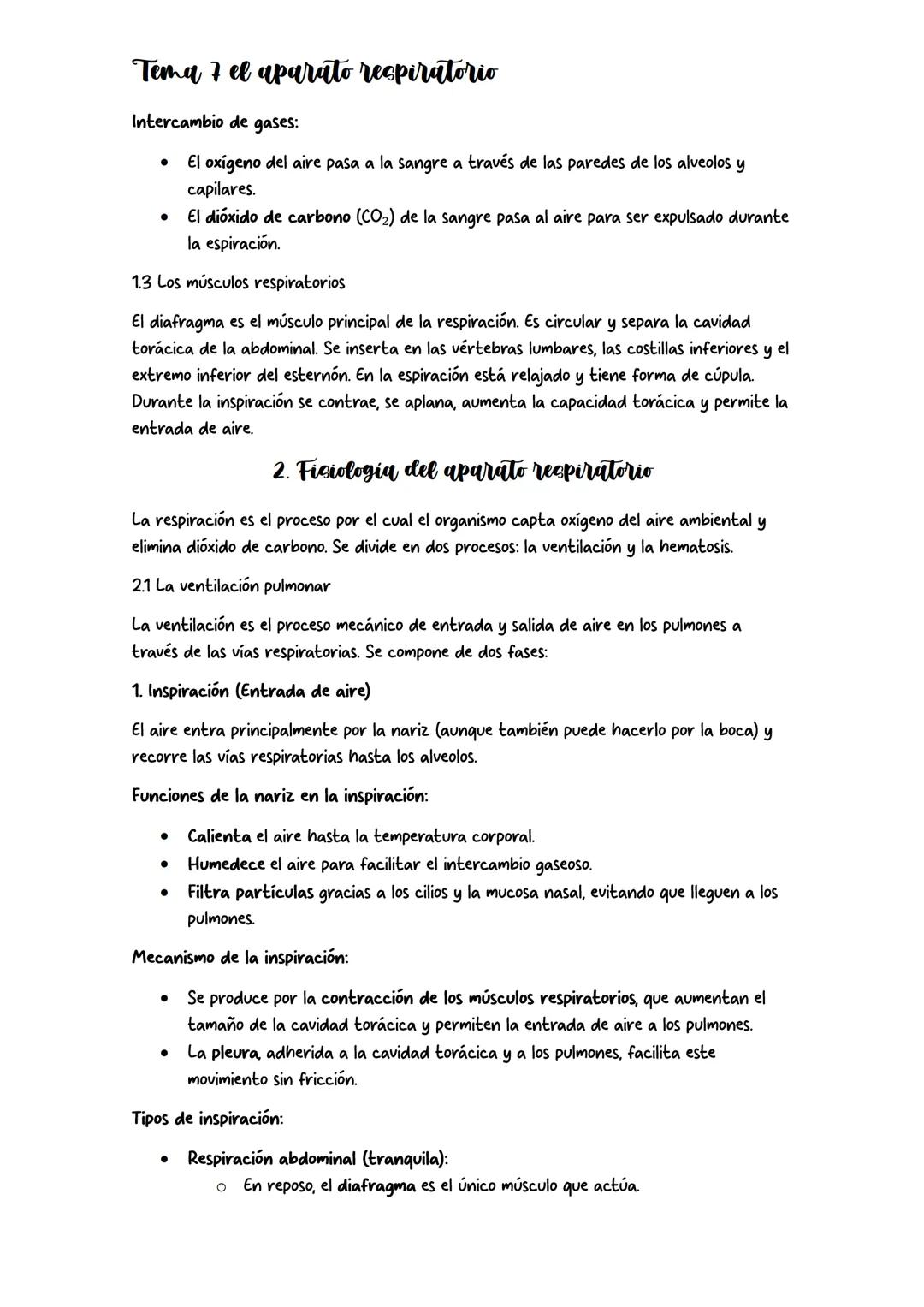 # Tema 7 el aparato respiratorio
## 1. Anatomia del aparato respiratorio
Tiene dos zonas diferenciadas:
- Las vías aéreas, por donde circ