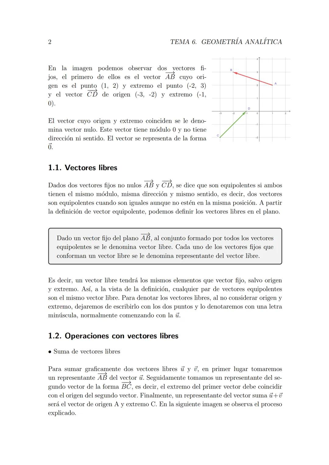 --- OCR Start ---
Geometría analítica
TEMA 6
Existen algunas magnitudes físicas como pueden ser la fuerza, el desplazamiento,
la velocidad..