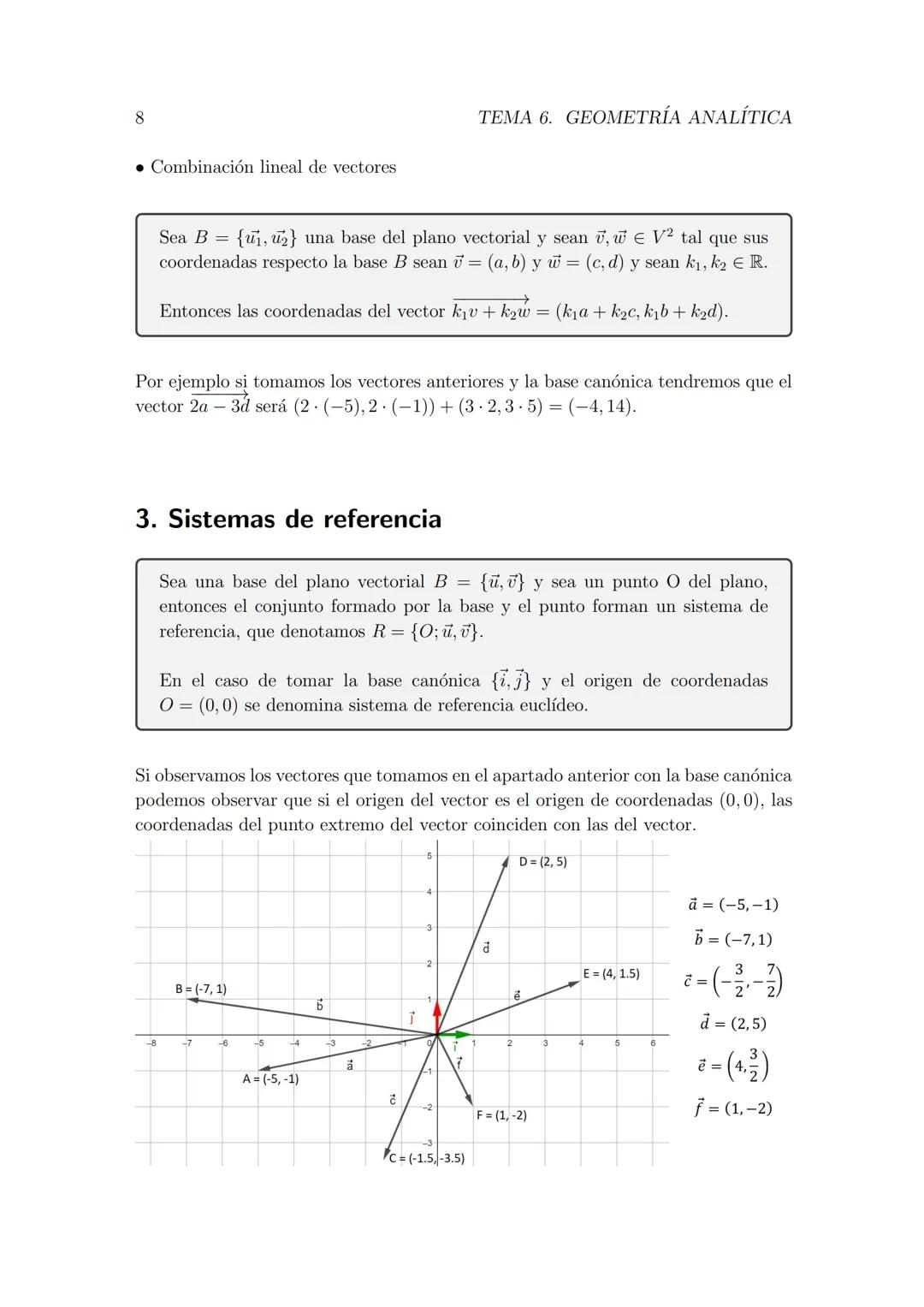 --- OCR Start ---
Geometría analítica
TEMA 6
Existen algunas magnitudes físicas como pueden ser la fuerza, el desplazamiento,
la velocidad..