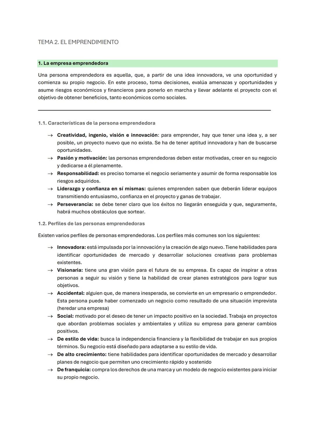 # TEMA 2. EL EMPRENDIMIENTO
1. La empresa emprendedora
Una persona emprendedora es aquella, que, a partir de una idea innovadora, ve una op