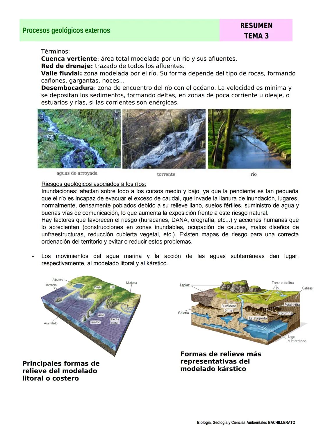 Procesos geológicos externos
1. Las capas fluidas de la Tierra
RESUMEN
TEMA 3
Los procesos geológicos externos (meteorización, erosión, t