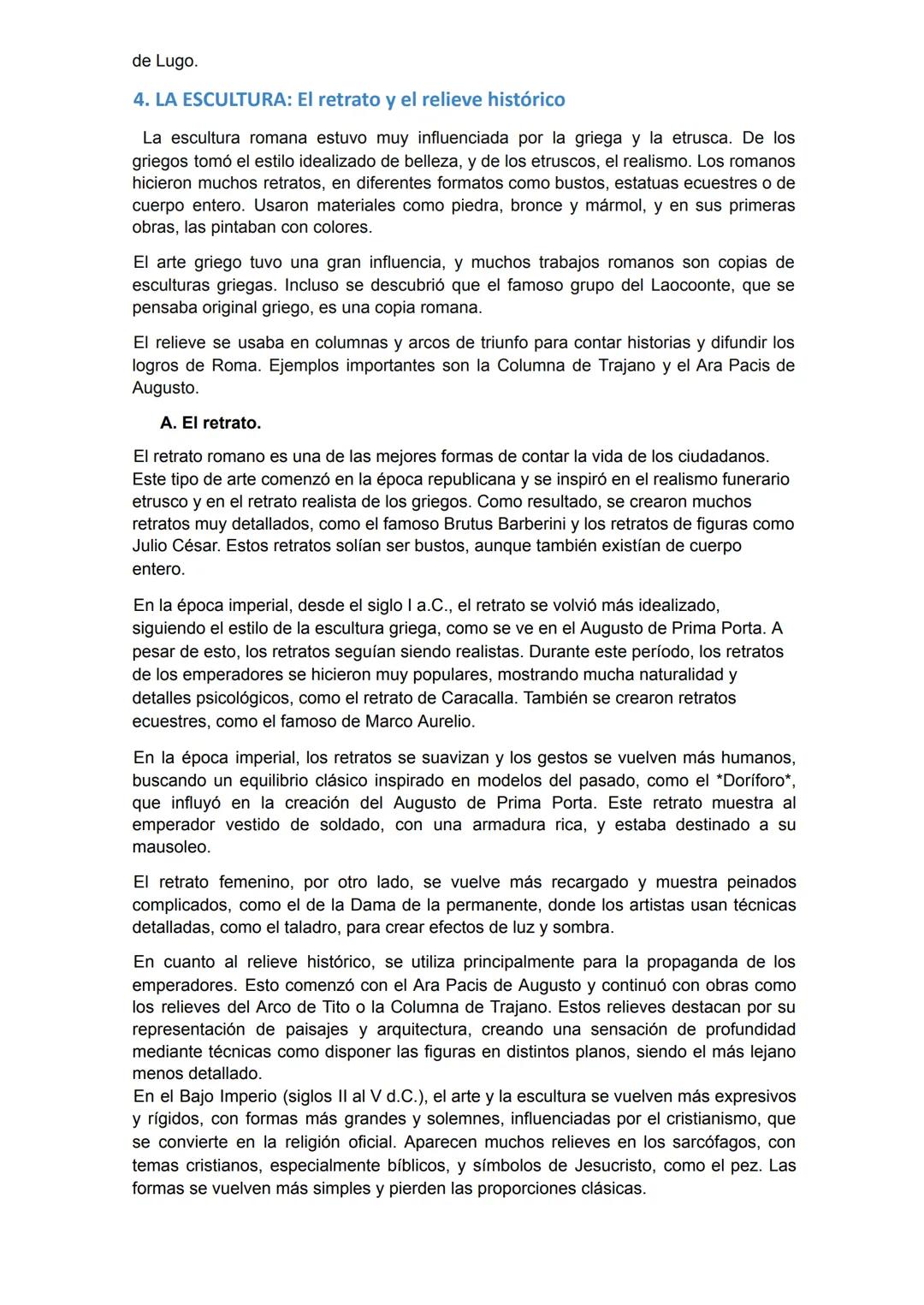 # TEMA 2. EL ARTE ROMANO.
Tabla de contenido
1. La ciudad Romana
2. Tipología de la arquitectura romana.
3. La Escultura romana: Caracterís