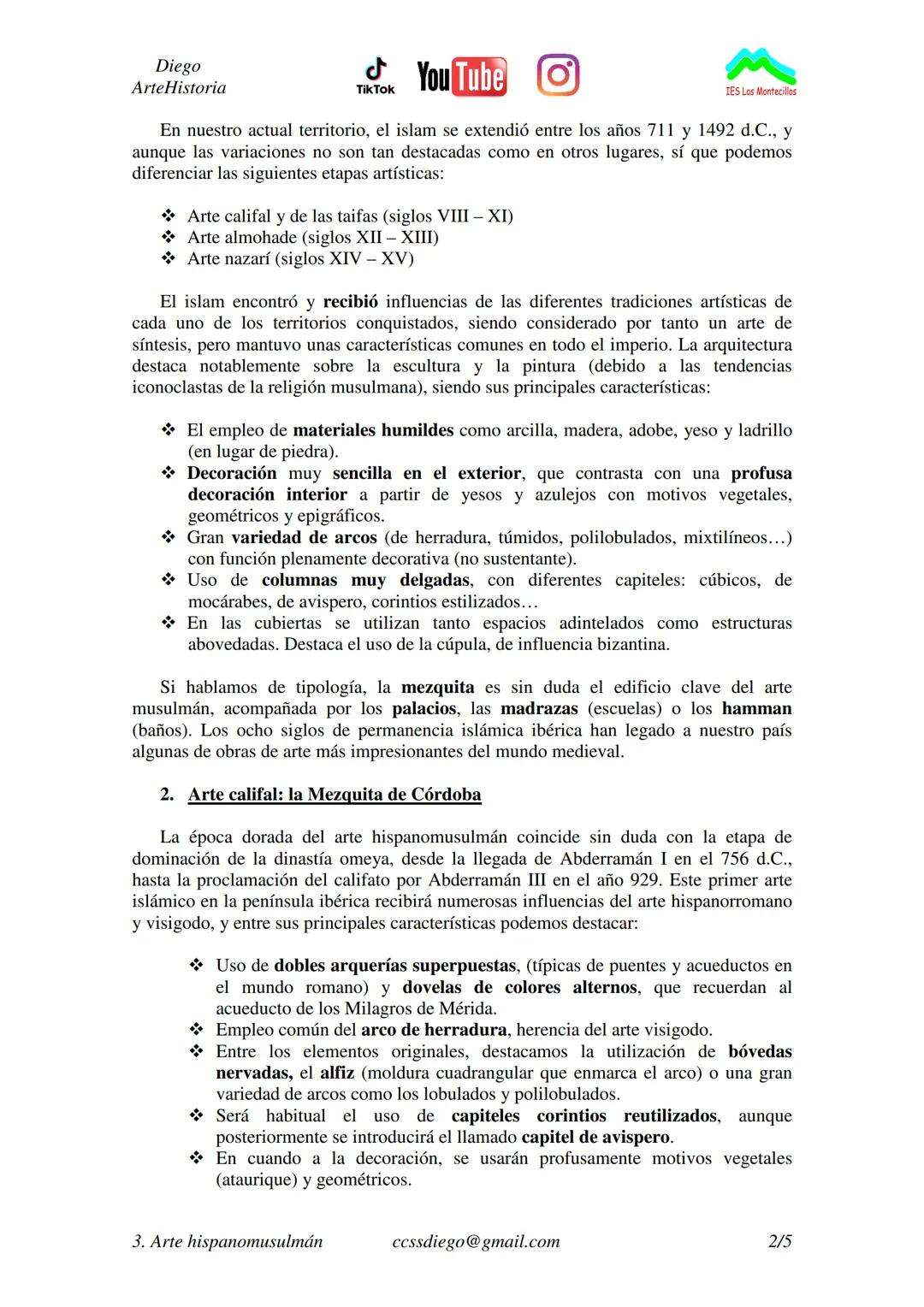 Diego
ArteHistoria
Tik Tok
You Tube
TEMA 4-ARTE HISPANOMUSULMÁN
ÍNDICE
IES Los Montecillos
1. Arte e Islam: contexto histórico y caract