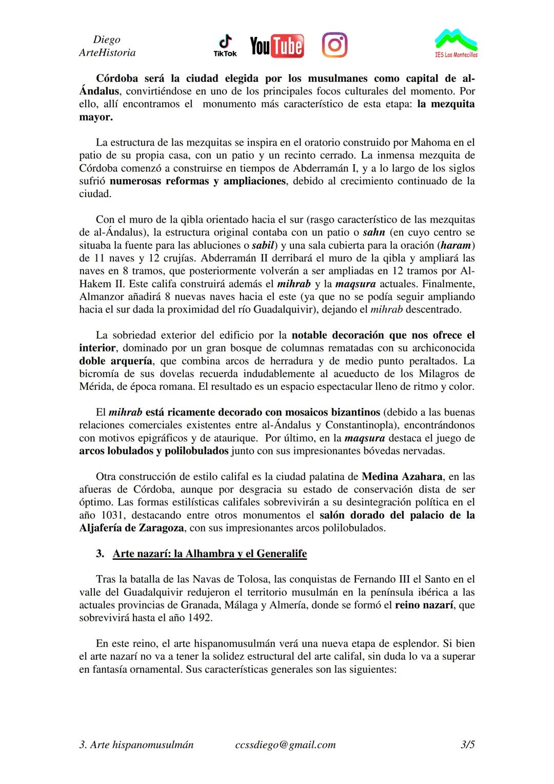 Diego
ArteHistoria
Tik Tok
You Tube
TEMA 4-ARTE HISPANOMUSULMÁN
ÍNDICE
IES Los Montecillos
1. Arte e Islam: contexto histórico y caract