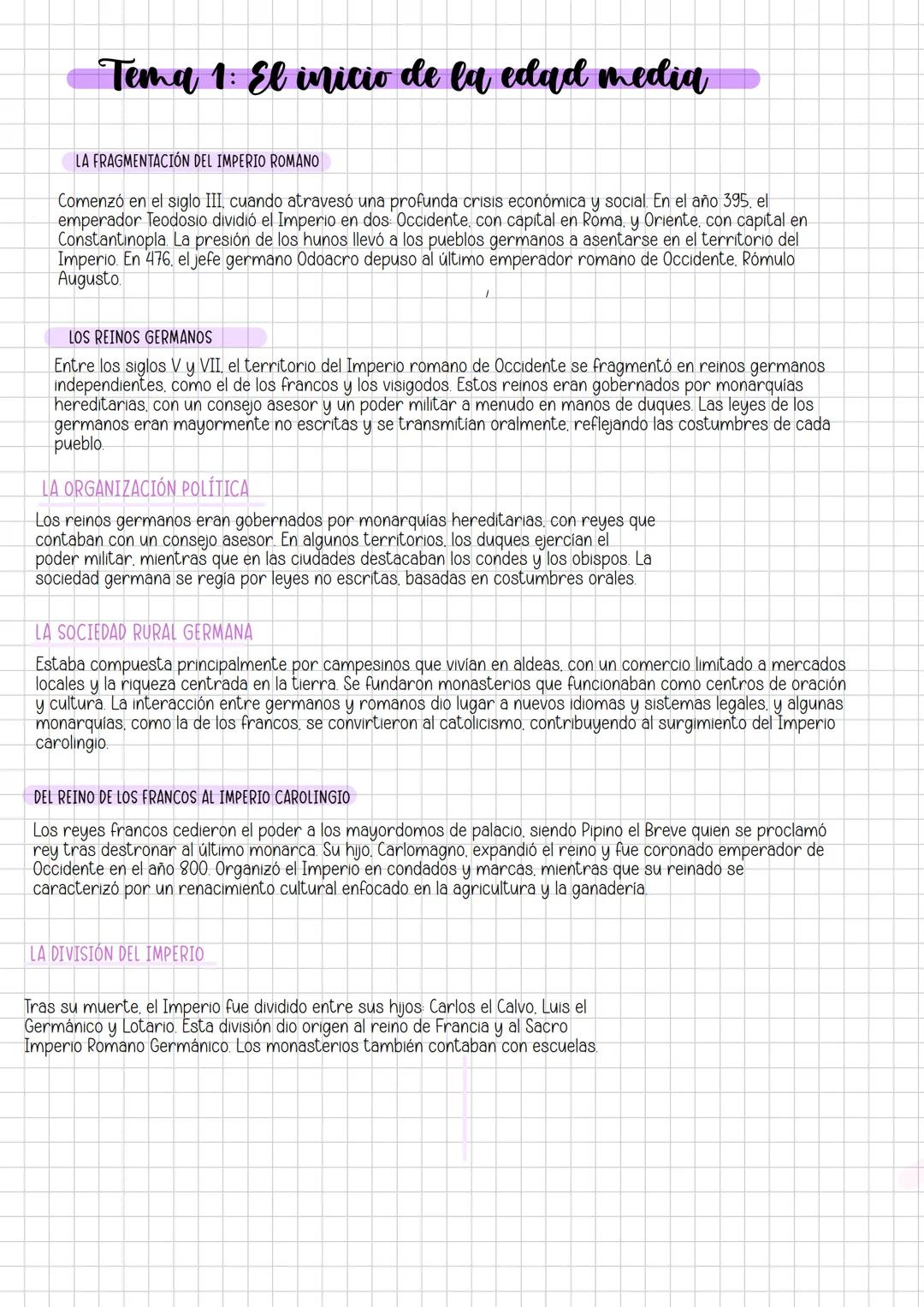 # Cuaderno
# Recuperación 2°
# Historia Parte 1 # Tema 1: El inicio de la edad media
LA FRAGMENTACIÓN DEL IMPERIO ROMANO
Comenzó en el s