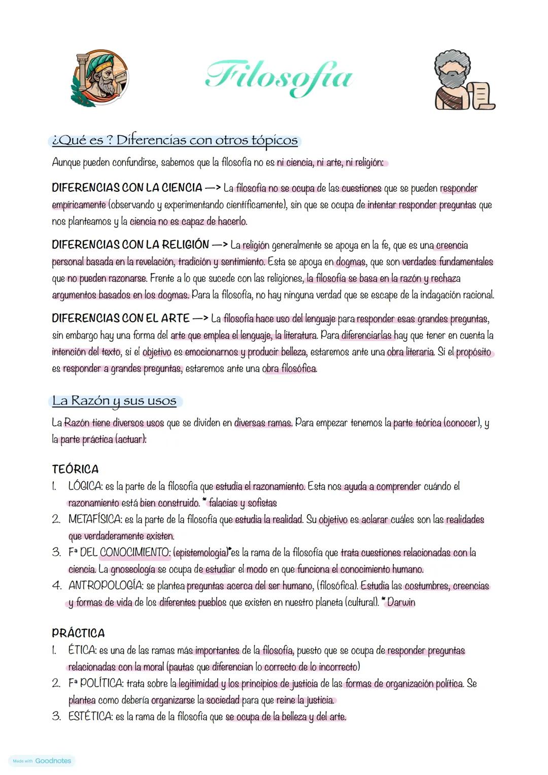 --- OCR Start ---
Filosofia
¿Qué es ? Diferencias con otros tópicos
Aunque pueden confundirse, sabemos que la filosofía no es ni ciencia, ni